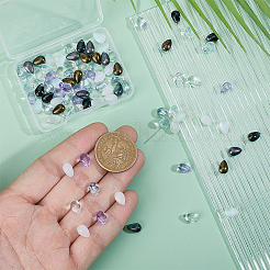 96 шт. 8-х цветные стеклянные подвески-капли&nbsp;GLAA-HY0001-50B