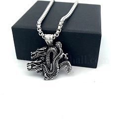 Винтажные кулоны в европейском стиле из нержавеющей стали 304 с изображением двойного дракона для мужчин.&nbsp;GQ0612