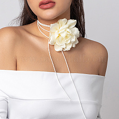 1 шт. ретро-ткань роза цветок вощеный шнур обертка колье колье для женщин&nbsp;NJEW-CP0001-05C