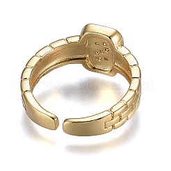 Латунные кольца из манжеты с прозрачным цирконием&nbsp;RJEW-H538-02G-S