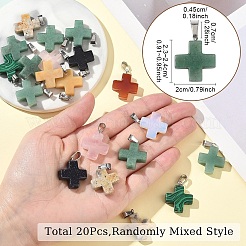 20 шт. подвески-кресты из опалита/синтетического авантюрина/малахита/бирюзы/натуральной голубой яшмы/сумасшедшего агата/зеленого авантюрина/индийского агата/топаза и нефрита&nbsp;G-YW0002-27