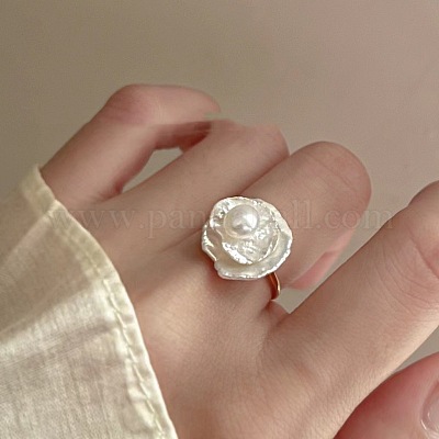 Цветок натуральный пресноводный барочный жемчуг с латунными манжетами для женщин&nbsp;FS-WG89D29-01-1