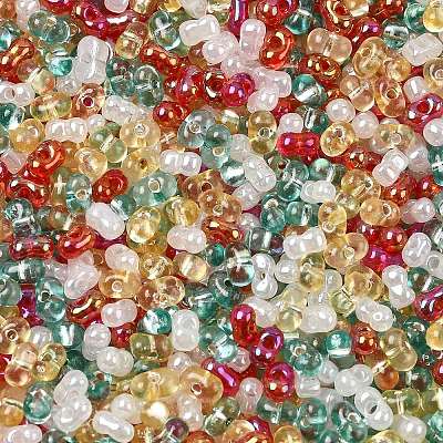 4 цвет рождественских стеклянных бусин с арахисом&nbsp;SEED-X0058-07-1