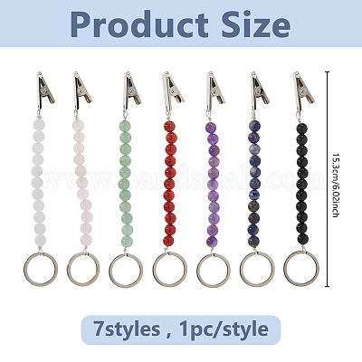 7 круглый зажим для кредитных карт с натуральными и синтетическими драгоценными камнями&nbsp;HJEW-DC00125-1