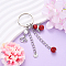 Glass Pearl & Alloy Keychian, with Iron Findings, Angel, Dark Red, 100mm