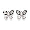 Alloy Rhinestone Pendants, with Enamel, Butterfly Charms, Platinum, 15x18x4mm, Hole: 2mm