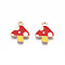 Autumn Theme Alloy Enamel Charms, Cadmium Free & Lead Free, Mushroom, Crimson, 15x13x1.5mm, Hole: 1.5mm