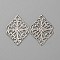 Iron Filigree Joiners, Rhombus Connector, Platinum, 22x15.5x0.5mm, Hole: 1.2mm