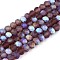 Transparent Glass Beads Strands, Faceted, Frosted, Half AB Color Plated, Rondelle, Purple, 4x3.5mm, Hole: 1mm, about 105~110pcs/strand, 38~39cm