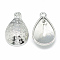 Alloy Pendant Rhinestone Settings, teardrop, Platinum, Fit for 10x14mm Rhinestone, 18.5x12x4mm, Hole: 2mm
