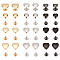 54 Sets 9 Style Alloy Screw Back Rivets, with Iron Screw, Heart, for DIY Leather Belt, Handbag, Purse Accessories, Mixed Color, Heart: 8~14x8~14x4~4.5mm, Hole: 3mm, Screw: 6.5x8mm, 2pcs/set, 6 sets/style