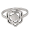 Non-Tarnish 201 Stainless Steel Finger Rings, Hollow Out Flower Rings for Women, Stainless Steel Color, US Size 7 1/4(17.5mm), Flower: 14x12mm