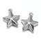 Tarnish Resistant 304 Stainless Steel Charms, Star, Stainless Steel Color, 15x13x3.5mm, Hole: 1.5mm