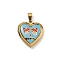 304 Stainless Steel Locket Pendants, Ion Plating(IP), Heart with Pattern Charms, Light Sky Blue, 25x22.5x5.5mm, Hole: 8x4mm, Inner Diameter: 16.5x16.5mm