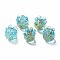 Handmade Gold Foil Lampwork Beads, Jellyfish, Cyan, 8.5~9.5x8.5mm, Hole: 1~1.5mm