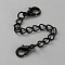 Iron Chain Extender, End Chains with Zinc Alloy Lobster Clasp, Black, 77mm