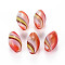 Transparent Handmade Blown Glass Globe Beads, Stripe Pattern, Rice, Crimson, 18~19x10mm, Hole: 1~2mm