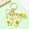 Resin & Alloy Enamel Keychain, with Alloy Clasp and Iron Rings, Letter W, 6cm, Pendant: 20~45mm
