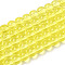 Transparent Glass Beads Strands, Round, Yellow, 4~4.5mm, Hole: 0.8mm, about 97~99pcs/strand, 14.76 inch~14.96 inch(37.5~38cm)