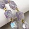 Electroplated Raw Rough Natural Amethyst Beads Strands, with Seed Beads, Nuggets, Thistle, 13~20x12~14.5x11~14mm, Hole: 1.2~1.4mm, about 9pcs/strand, 6.89''~7.09''(17.5~18cm)