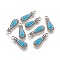 Alloy Enamel Pendant, Teardrop, Antique Silver, Deep Sky Blue, 21x7.6x2.5mm, Hole: 2mm