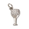 Brass Micro Pave Clear Cubic Zirconia Charms, Wine Glass, with Jump Ring, Long-Lasting Plated, Cadmium Free & Lead Free, Rack Plating, Platinum, 14x8x2.5mm, Hole: 3mm