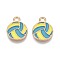 Alloy & Enamel Pendants, Volleyball Charms, Golden, Dark Cyan, 15x12x1mm, Hole: 1.8~2mm