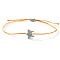 Waxed Cord Braided Bracelets for Women, Star, Light Grey, Inner Diameter: 11 inch(28cm)