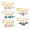 10Pcs 5 Styles Marine Theme Pendant Alloy Enamel Brooches, Golden Iron Kilt Pins for Women, Starfish & Shell & Fishtail, Mixed Color, 36.5~39x50x5.5mm, 2pcs/style