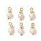 Natural Freshwater Pearl Potato with Brass Beaded Charms, Seashell Color, Golden, 11.5x5.5mm, Hole: 1.6mm