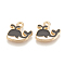Alloy Enamel Charms, Cadmium Free & Lead Free, Whale Shaped, Light Gold, Black, 12.5x13x1.5mm, Hole: 1mm