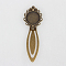 Iron Bookmark Cabochon Settings, Cadmium Free & Nickel Free & Lead Free, Flat Round, Antique Bronze, 83x28x3mm, Tray: 20mm