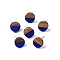 Opaque Resin & Walnut Wood Stud Earrings, with 316 Stainless Steel Pins, Flat Round, Dark Blue, 10mm, Pin: 0.7mm