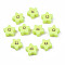 Handmade Polymer Clay Beads, Star with Smiling Face, Green Yellow, 7.5~9x8.5~9x3.5~4mm, Hole: 1.6mm