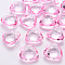 Transparent Acrylic Pendants, Faceted, Heart, Pearl Pink, 31.5x29x12.5mm, Hole: 4mm, about 90pcs/500g