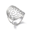 304 Stainless Steel Open Rings for Women, Hollow Rose, Stainless Steel Color, 24.5mm, Inner Diameter: 17.5mm