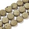 Electroplated Natural Quartz Crystal Beads Strands, Druzy Geode Crystals, Flat Round, Golden Plated, 11.5~12.5x5mm, Hole: 1.2mm, about 16pcs/strand, 7.59 inch(19.5cm)