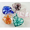 Lampwork Pendants, Heart, Inner Flower, Mixed Color, 32mm wide, 40~42mm long, hole: 5mm