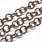 Aluminium Rolo Chains, Belcher Chain, Textured, with Spool, Unwelded, Red Copper, 11.5x2mm, about 32.8 Feet(10m)/roll