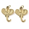 Ion Plating(IP) 304 Stainless Steel Pendants, with Jump Ring, Elephant Charm, Real 14K Gold Plated, 15x12x2.5mm, Hole: 3mm