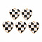 Alloy Enamel Pendants, Cadmium Free & Lead Free, Light Gold, Heart with Grid, Black, 17.5x15.5x1.5mm, Hole: 1.8mm