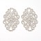 Brass Filigree Joiners Links, Rack Plating, Flower, Platinum, 32x20x1mm, Hole: 1~3mm