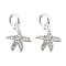 Brass Micro Pave Cubic Zirconia Pendants, Rack Plating, Long-Lasting Plated, Lead Free & Cadmium Free, Starfish Charm, Silver, 12.5x10.5x2mm, Hole: 4.5mm