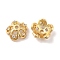 Brass Micro Pave Cubic Zirconia Bead Cap, 5-Petal Flower, Real 18K Gold Plated, Cadmium Free & Nickel Free & Lead Free, 9.5x4mm, Hole: 1.5mm