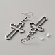 Серьги-подвески с полыми крестами из сплава EJEW-WH0018-27N-2