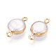 Гальванизированный натуральный жемчуг Кеши плоские круглые подвески-коннекторы&nbsp;LS-PEAR-S018-02C-04-2