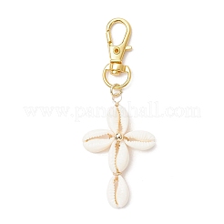 Крест натуральный кулон из ракушек каури украшения&nbsp;HJEW-JM03314-02