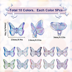 50 шт. 10-цветные радужные переливающиеся прозрачные акриловые бусины с УФ-покрытием&nbsp;TACR-SC0001-30