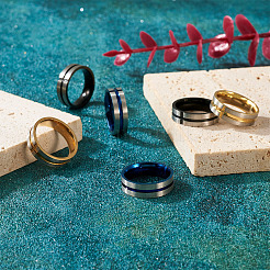 6 шт. 3 стильных гладких кольца из нержавеющей стали&nbsp;RJEW-CF0001-01