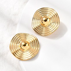 Серьги-гвоздики из нержавеющей стали 304 с волнистыми плоскими круглыми бусинами&nbsp;EJEW-K268-53A-G